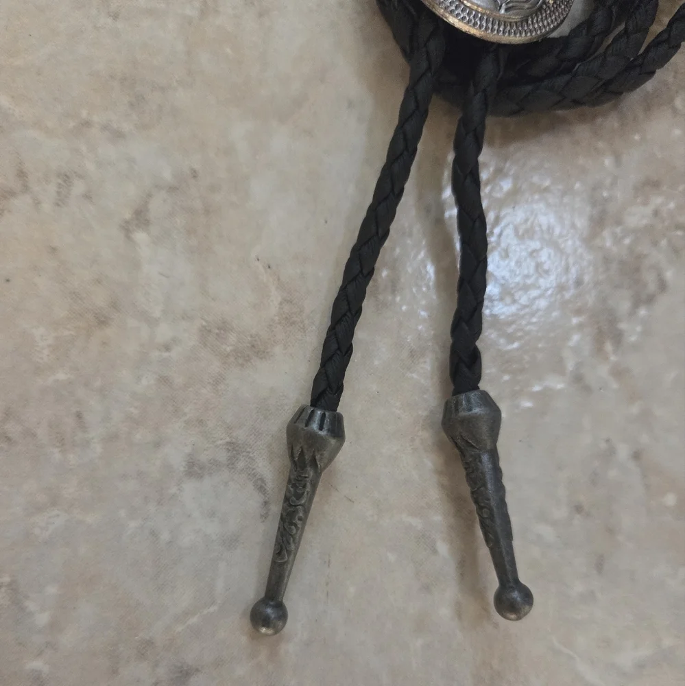 Western Floral Silver Bolo Tie Necklace Southwestern Artsy Accessories Gift